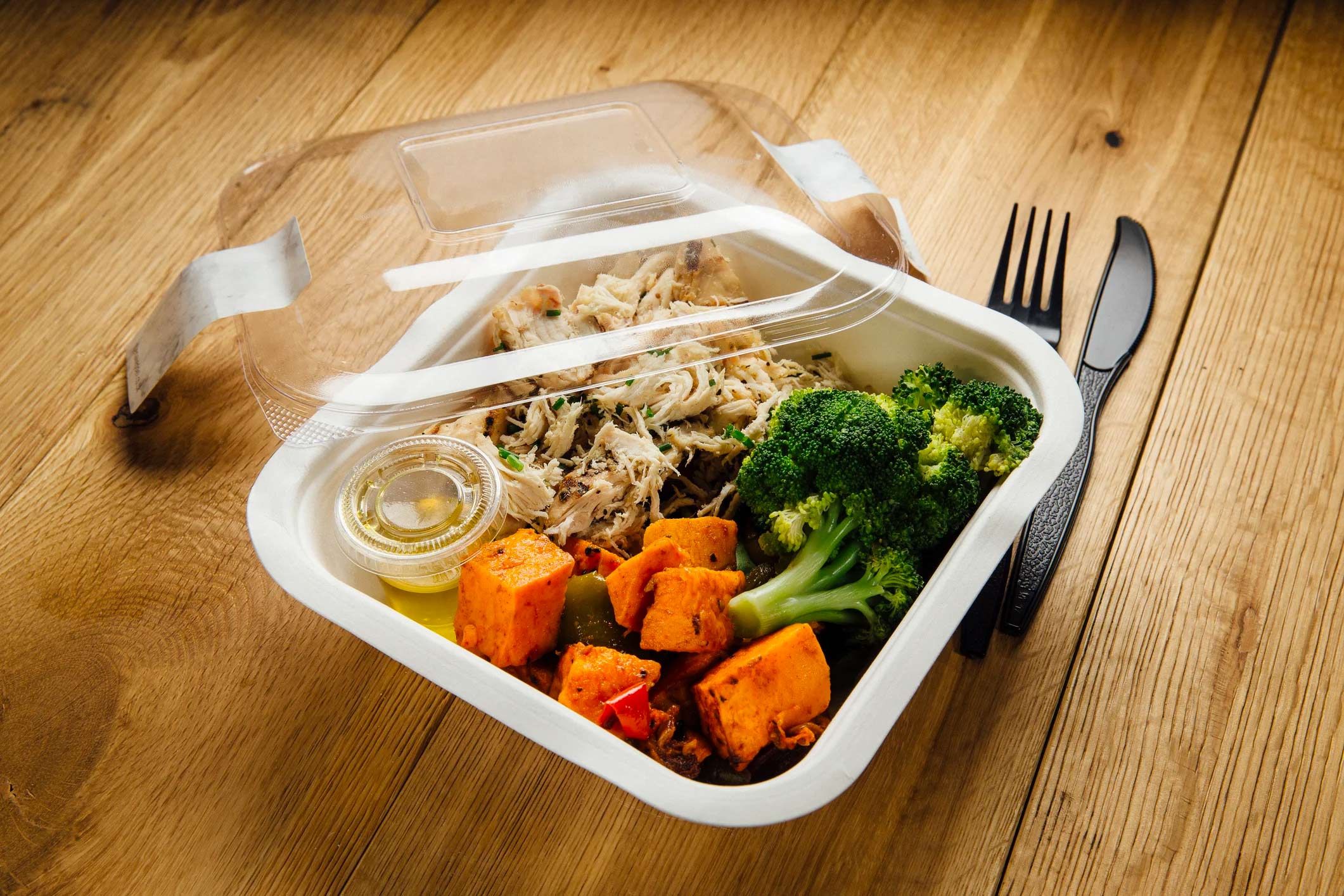 healthy food in a to go container