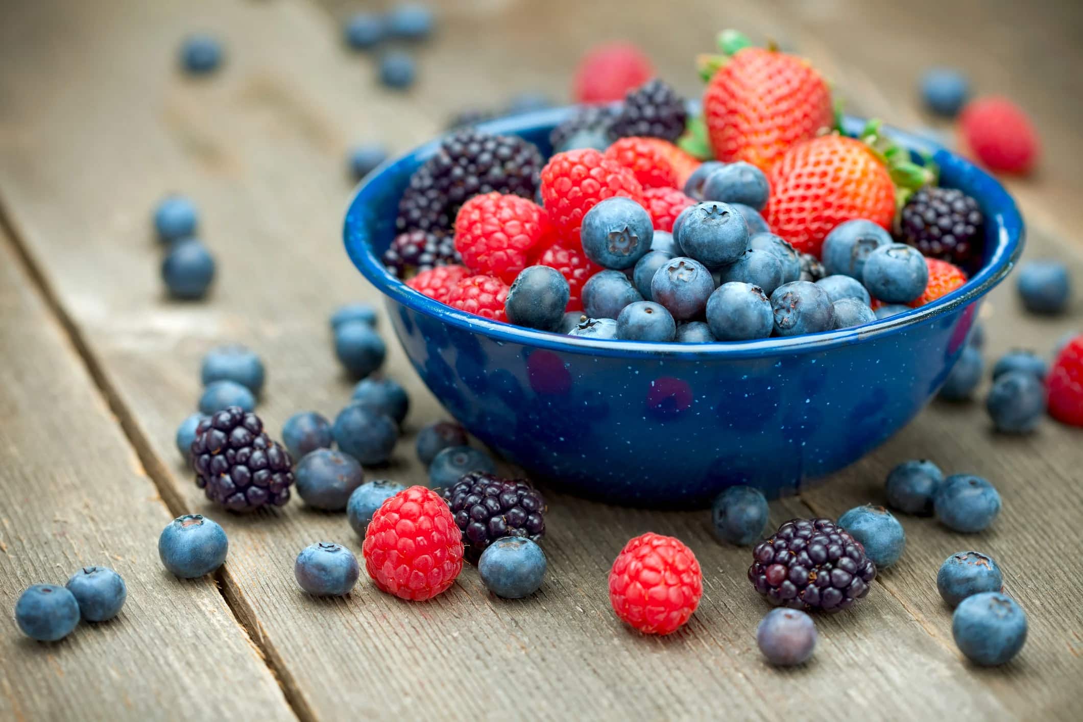 bowl of strawberries and blueberries
