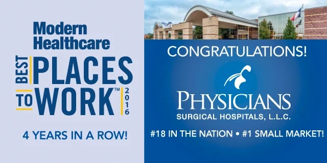 Physicians Surgical Hospitals Tops Best Places to Work in Health Care List Second Year in a Row