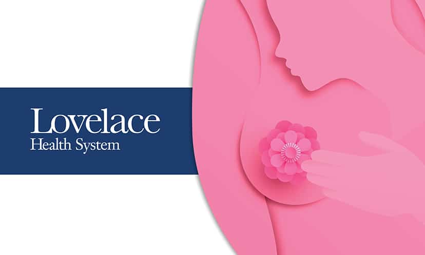 Illustration of a woman performing a breast self-exam