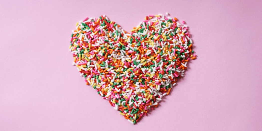 Sprinkle pile in the shape of a heart