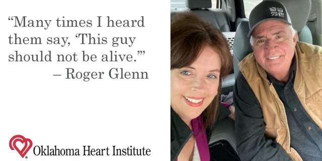 Many times I heard them say, this guy shouldn't be alive quote by Roger Glenn next to a picture of Roger and his wife