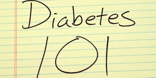 diabetes 101 handwritten on yellow lined paper