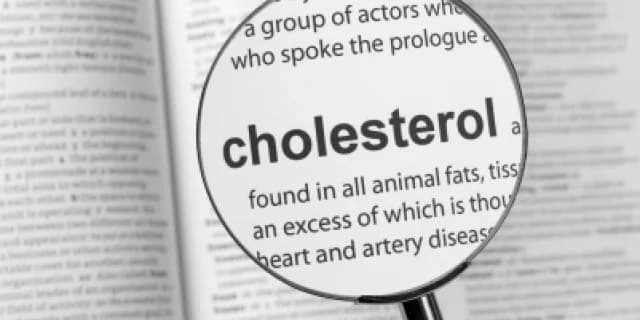 the word cholesterol under a magnifying glass